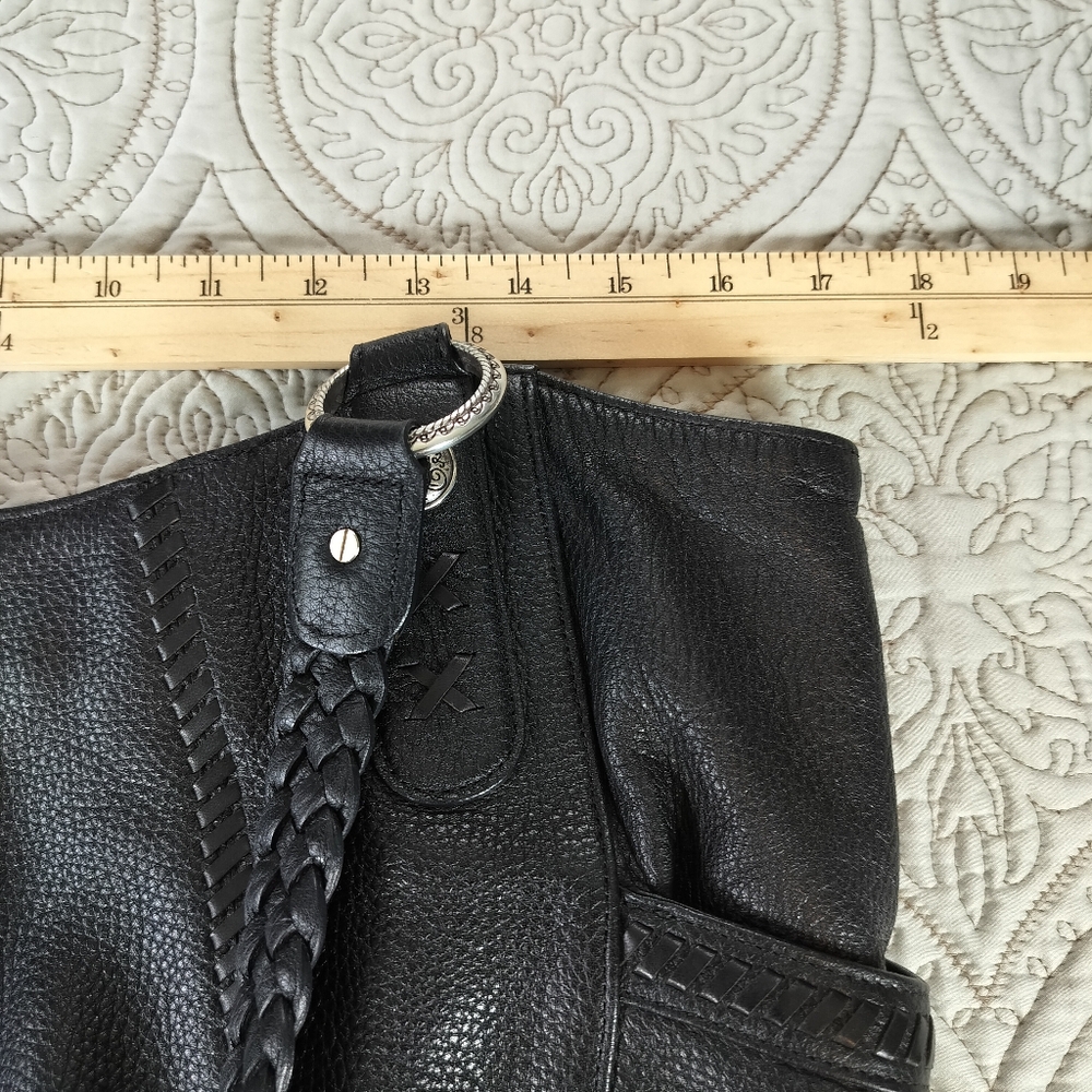 Brighton Pebbled Leather Black Shoulder Bag Tote‎ Purse Large Hobo - Picture 8 of 10